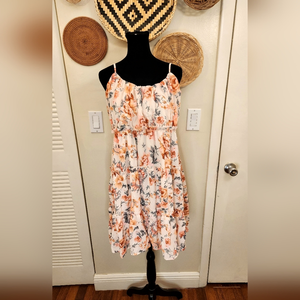 LAST ONE! Floral Tiered Babydoll Mini Dress With Ruffles - Picture 2 of 10